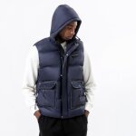 Doudoune homme hiver col montant a capuche sans manche fermeture zippée epaisse chaude - bleu fonce Doudoune homme hiver col montant a capuche sans manche fermeture zippée epaisse chaude - bleu fonce