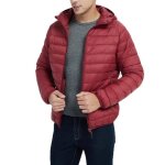 Doudoune homme l�g�re � capuche duvet jot - leoclotho - couleur unie - rouge