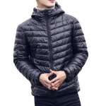 Doudoune homme légère à capuche - marque - modèle - polyester et duvet de canard blanc - noir xxl Doudoune homme légère à capuche - marque - modèle - polyester et duvet de canard blanc - noir xxl