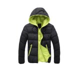 Doudoune hommes - leoclotho - � noir - vert - fermeture zipp�e - mati�re 80% nylon