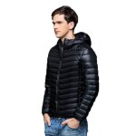 Doudoune hommedoudoune manches longues col montant  capuchonmi saison veste en duvet chaud en automne ...