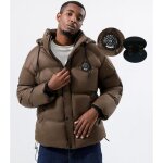 Doudoune homme manches longues col montant epaisse chaude grande taille fermeture zippée - marron Doudoune homme manches longues col montant epaisse chaude grande taille fermeture zippée - marron