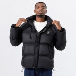 Doudoune homme manches longues col montant epaisse chaude grande taille fermeture zippe - noir