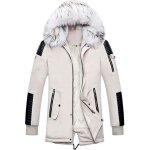 Doudoune homme manteau parka longue veste à capuche chaud épaisse hiver - beige Doudoune homme manteau parka longue veste à capuche chaud épaisse hiver - beige