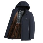 Doudoune homme mi - longue - funmoon - chaud fashion blouson aviateur - polyester - bleu Doudoune homme mi - longue - funmoon - chaud fashion blouson aviateur - polyester - bleu