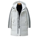 Doudoune homme mi - longues hiver chaude fashion a capuche casual - blanc