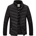Doudoune homme noir hiver slim col standup - leoclotho - coupe classique - fermeture éclair Doudoune homme noir hiver slim col standup - leoclotho - coupe classique - fermeture éclair
