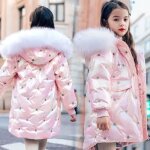 Doudoune iris pais  capuche pour filles de 3  12 ans dhiver brillante pour enfants vtements dextrieur ...