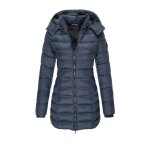 Doudoune lgre pour femmes funmoon - gris - col montant slim mi - longue