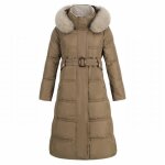Doudoune longue dhiver pour femme col roul  capuche - vitata - kaki - tissu:polyester