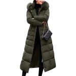 Femme doudoune longue hiver chaud veste matelassee parka à capuche manteau Élégant casual vert Femme doudoune longue hiver chaud veste matelassee parka à capuche manteau Élégant casual vert