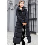 Doudoune longue pour femmes en duvet chaud - funmoon - fermeture clair - noir