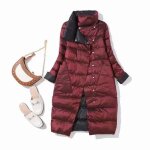 Doudoune longue femme - ecelen - en duvet de canard blanc - rouge - polyestère - veste du genou Doudoune longue femme - ecelen - en duvet de canard blanc - rouge - polyestère - veste du genou