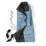 Doudoune longue femme ecelen en duvet de canard fourré chaude et coupe - vent - bleu Doudoune longue femme ecelen en duvet de canard fourré chaude et coupe - vent - bleu