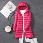 Doudoune longue femme ecelen - veste slim en duvet de canard blanc - capuche amovible