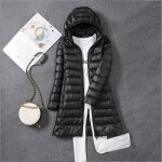 Doudoune longue femme ecelen - veste slim en duvet de canard blanc - capuche amovible