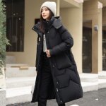 Doudoune longue femme hiver  capuche doudoune paissir chaud - noir