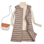 Doudoune longue femme sans manches ecelen - slim fit - nylon - beige