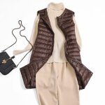 Doudoune longue femme sans manches - ecelen - slim fit - nylon - marron