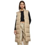 Doudoune longue femme - urban classics - gilet long - beige - col montant - poches latrales