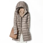 Doudoune longue lgre femme vitata - automne / hiver - duvet doie blanche et nylon - marron