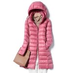 Doudoune longue lgre femme vitata en duvet doie blanche et nylon - rouge - fermeture clair