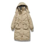 Doudoune longue - vitata - femme - kaki - beige - fermeture clair
