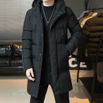 Doudoune mi - longue  capuche pour homme - vitata - hiver - noir