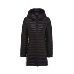 Doudoune mi - longue funmoon pour femmes en polyester avec fermeture éclair - couleur unie noire Doudoune mi - longue funmoon pour femmes en polyester avec fermeture éclair - couleur unie noire