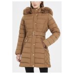 Doudoune mi longue marron femme