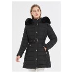 Doudoune mi longue noir femme