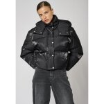 Doudoune noire brillante kaporal saki - femme - coupe regular - capuche amovible