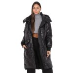 Doudoune mi - longue oversize matelass�e � capuche amovible. dot�e de 2 poches zipp�es et dune doublure. ...