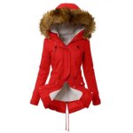 Doudoune polaire femmes hiver chaud avec capuche coupe - vent - mobigarlan - xd599a - rouge - polyester ...