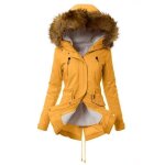Doudoune polaire femmes hiver chaud avec capuche coupe - vent xd599 jaune - mobigarlan - polyester - ...