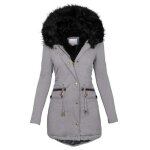 Doudoune polaire femmes hiver chaud de �paississant coupe - vent avec capuche xd597 gris