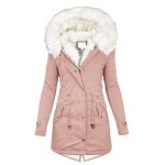 Doudoune polaire femmes hiver chaud de paississant coupe - vent avec capuche xd598 rose