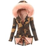 Doudoune polaire femmes hiver chaud de �paississant � imprim� camouflage coupe - vent xd594 rose