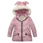 Doudoune polaire fille - mobigarlan - xd541 - rose - trench avec capuche - plus de velours