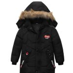Doudoune polaire garon hiver long chaud - trench avec capuche - xd548 - noir