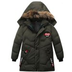 Doudoune polaire garon hiver long chaud - trench avec capuche - xd548 - vert