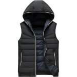 Doudoune rversible hiver homme  capuche sans manches gilet chaud couleur unie - noir