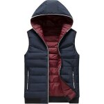 Doudoune réversible homme hiver à capuche sans manches gilet chaud confortable couleur unie - bleu Doudoune réversible homme hiver à capuche sans manches gilet chaud confortable couleur unie - bleu