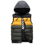 Doudoune réversible homme hiver à capuche sans manches veste zippee chaude couleur contraste - vert Doudoune réversible homme hiver à capuche sans manches veste zippee chaude couleur contraste - vert