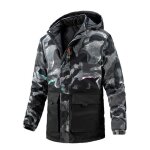 Doudoune rversible homme mi - longue avec capuche hiver epais chaud casual - camouflage noir
