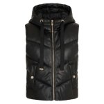 Doudoune noire unie  coupe ajuste col  capuche et sans manches