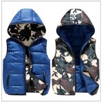 Doudoune sans manches enfant garcon réversible camouflage casual a capuche - bleu - bleu Doudoune sans manches enfant garcon réversible camouflage casual a capuche - bleu - bleu