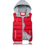 Doudoune sans manches femme  capuche - funmoon - rouge - 70% coton - fermeture clair