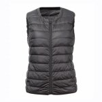 Doudoune sans manches femme - ecelen - doudoune lgre col rond slim - grande taille - noir