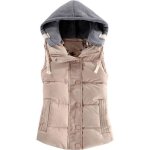 Doudoune sans manches femme funmoon - beige - hiver - gilet femme rembourr de coton  capuche